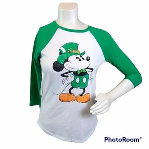 Disney Mickey Mouse Reglan St. Patricks  day shirt